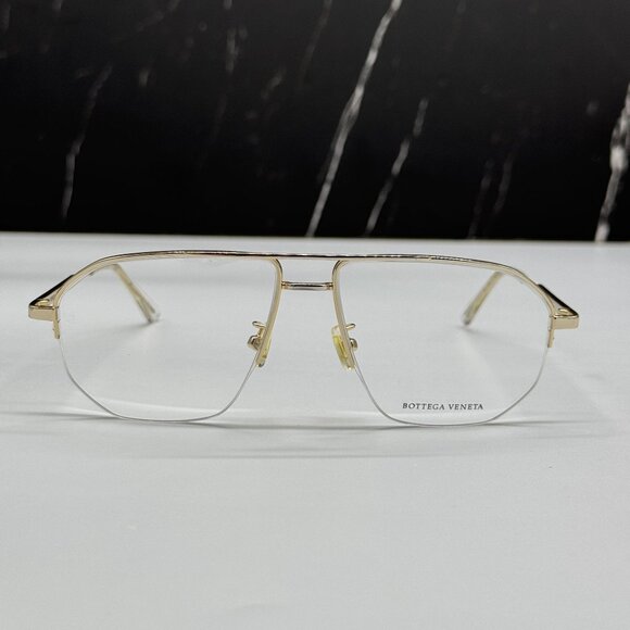 NEW BOTTEGA VENETA BV1109O 002 GOLD AVIATOR UNISEX EYEGLASSES - Picture 3 of 10